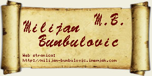 Milijan Bunbulović vizit kartica